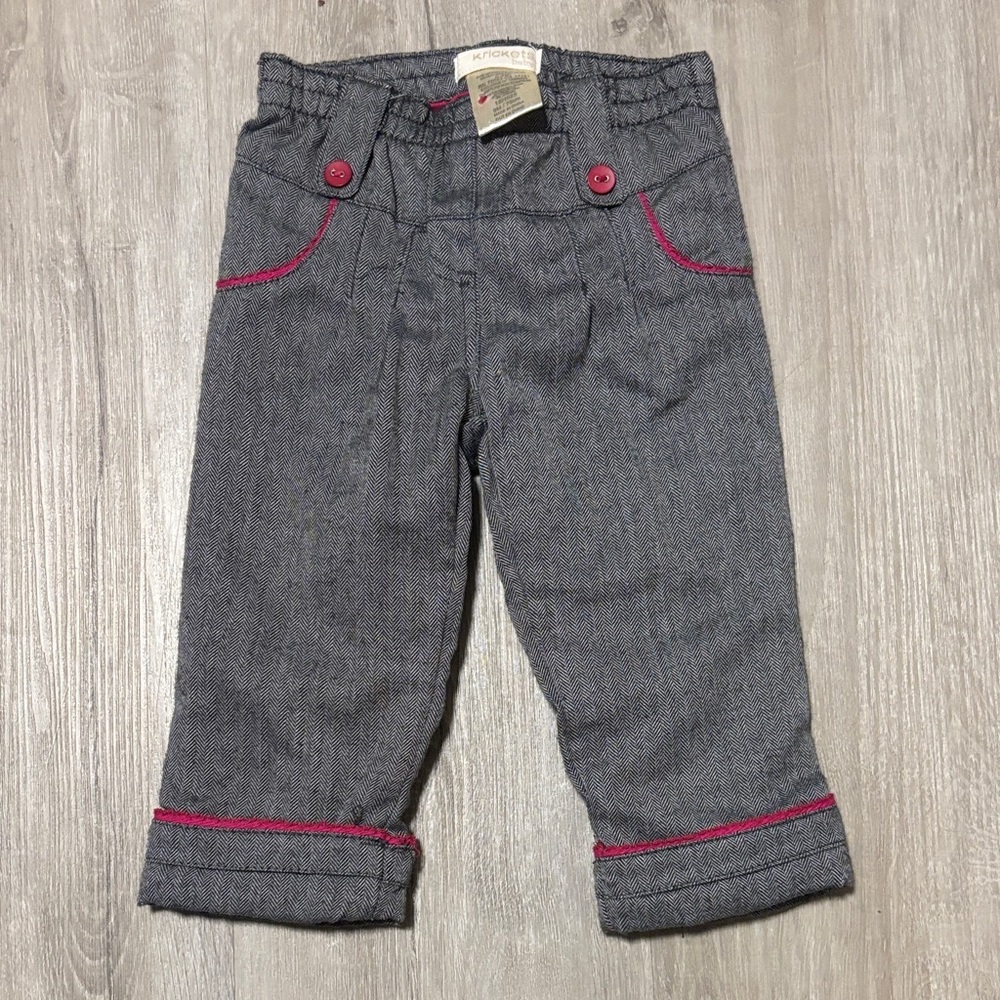 Krickets Charming Kids Gray Pants with Pink Trim